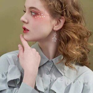 Star Earrings with Silver Finish